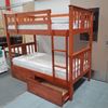 Picture of Holly King Single Bunk Bed with Drawers Solid Hardwood Antique Oak