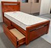 Picture of Beverly Single Bed with Drawers Solid Hardwood Oak Malaysian Made