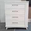 Picture of Katy 5 Drawer Tallboy with Hidden Cabinet Fully Assembled White Colour Malaysian Made