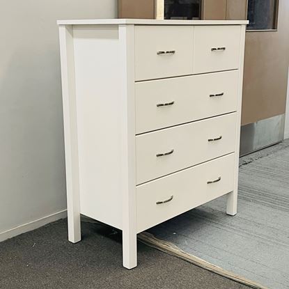 Picture of Argo Tallboy 5 Drawer Fully Assembled White Malaysian Made