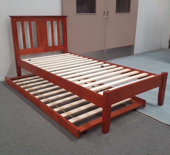 Picture of Grace Solid Hardwood Single Bed with Trundle (Oak | Made in Malaysia