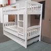 Picture of Miki Higher Single Bunk Bed with Trundle- Solid Hardwood, White, Made in Malaysia