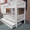 Picture of Miki Higher Single Bunk Bed with Trundle- Solid Hardwood, White, Made in Malaysia