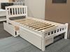 Picture of Miki Solid Hardwood Single Bed with Drawers (White) | Made in Malaysia