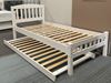 Picture of Miki Solid Hardwood Single Bed with Mattress & Trundle (White) | Made in Malaysia