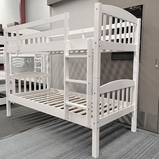 Picture of Miki Single Bunk Bed - Solid Hardwood, White, Made in Malaysia