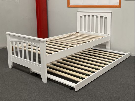 Picture of Cooper Solid Hardwood Single Bed with Trundle (White) | Made in Malaysia